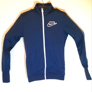Dark Blue and Black Trim Vintage Nike Jogger Jacket In Great Condition, Size XS